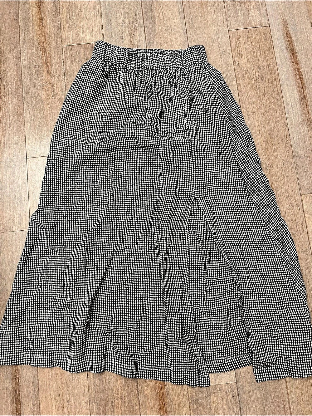 Quince 100% European linen Maxi Skirt Gingham in Black & White Size Small